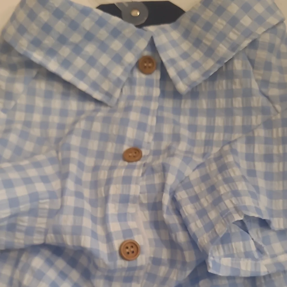 Nautica Plaid Pet Shirt Faux Button Flannel Collared Sleeved Checkered Top NWT